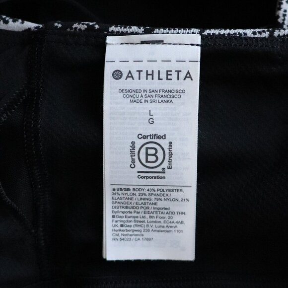 Athleta Elation Large V-Neck Longline Women's Black/White Compression Sports Bra - Picture 12 of 12